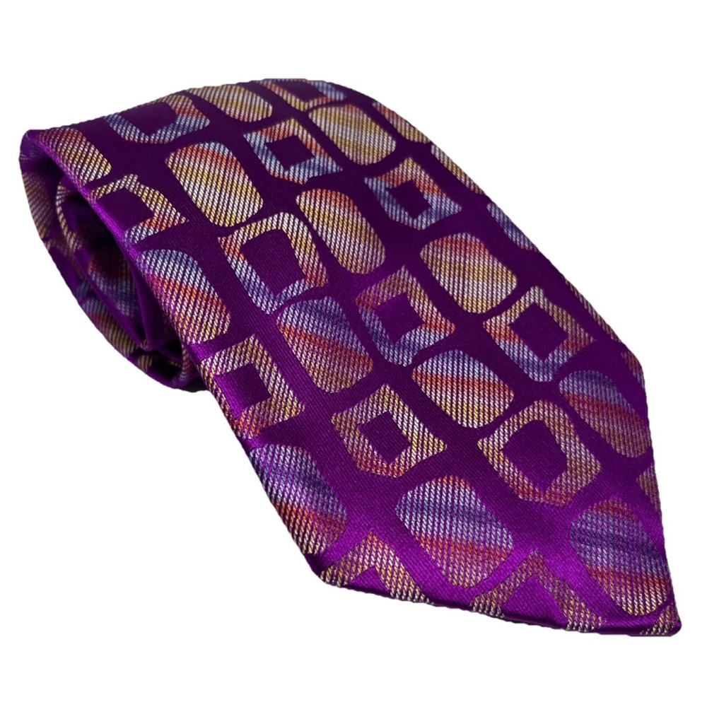 J. Garcia Anniversary Collection Fuchsia Abstract Geometric Men's 100% Silk Tie